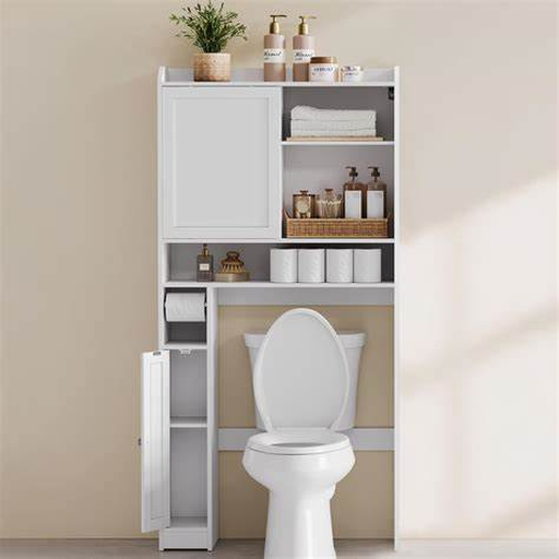 Illustrated product image for an over-the-toilet bathroom shelf
