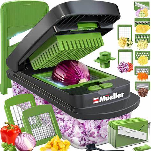 Illustrated product image for a multi-blade vegetable chopper